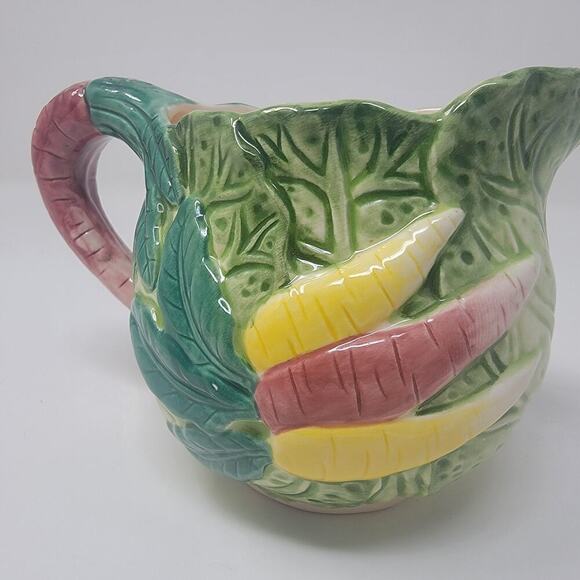 Vintage Bunny Lane By Strata White Rabbit Green Cabbage Easter Tea Pot W/ Lid - Picture 9 of 16